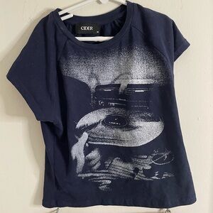 Cider Navy Graphic Kids T-Shirt